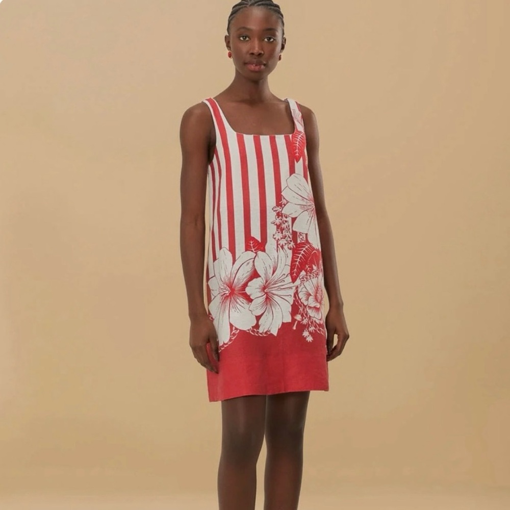 FARM Rio Red and White Floral Mini Dress